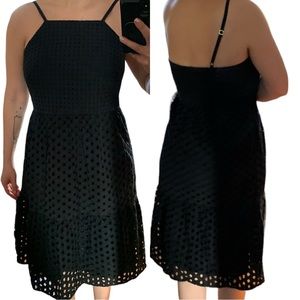 Loft Black Eyelet Tiered Spaghetti Straps MIDI